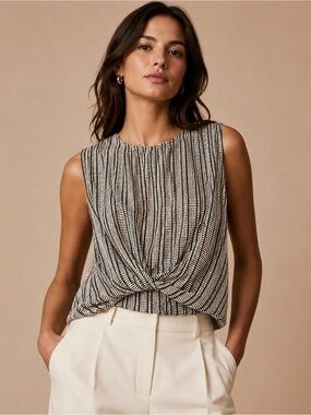W5 Black & White Twist-Front Sleeveless Camisole